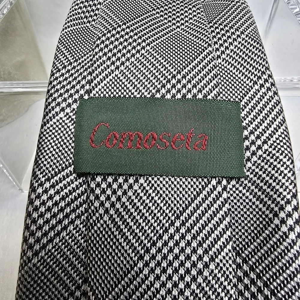 Comseta HoundstoothSophisticated Black and Gray Diagonal Pattern Tie